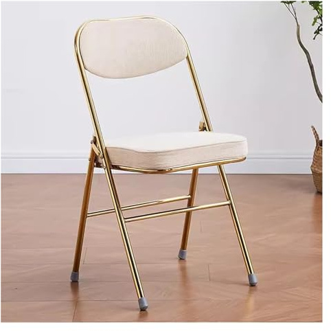 Sedia pieghevole da ufficio in velluto color crema con seduta imbottita spessa e telaio in acciaio, versatile sedia per visitatori per interni, sala da pranzo, studio ed eventi in soggiorno