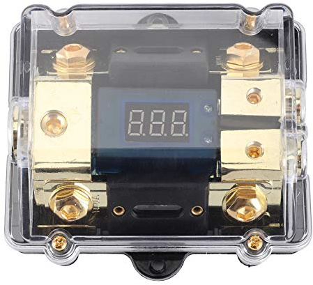 ciciglow Bloque de Soporte de Fusibles 100 A, Cubierta de Aislamiento de Protección de Circuito Seguro de Corte Automático, con Pantalla de Voltaje LED, para Automóvil