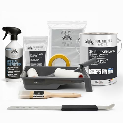 WO-WE Kit Complet Peinture Carrelage 2K pour cuisine, salle de bain, carrelage mural & sol – Turquoise pastel 5 kg