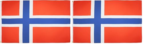 BANDIERA NORVEGIA 150x90cm - GRAN BANDIERA NORVEGESE 90 x 150 cm Poliestere leggero - Bandiere - AZ FLAG (Confezione da 2)
