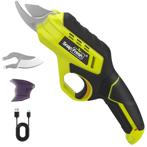 SnapFresh Tijeras de Podar Eléctricas 4V Sin Cable, Batería 4,0 Ah, Cuchillas SK5, Corte hasta 18 mm, USB-C, hasta 1500 cortes por carga, Ligera 0,68 kg para Jardín, Arbustos y Frutales