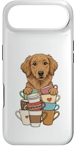 Carcasa para iPhone Air Pila de Taza de café y Perro Golden Retriever