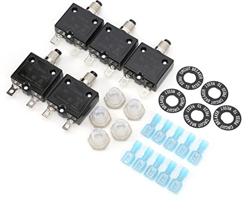 Pongnas Disjoncteur Thermique 8A avec Connexion Rapide et Réinitialisation par Bouton-poussoir pour Applications Automobiles et Industrielles