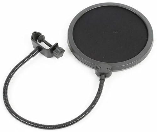 Vonyx M06 Filtro Anti Pop de 6 de diámetro para micrófonos, útil para Evitar Ruidos con Las consonantes P o T y Ruidos parecidos Durante la grabación, Cuello de Cisne Flexible para su colocación.