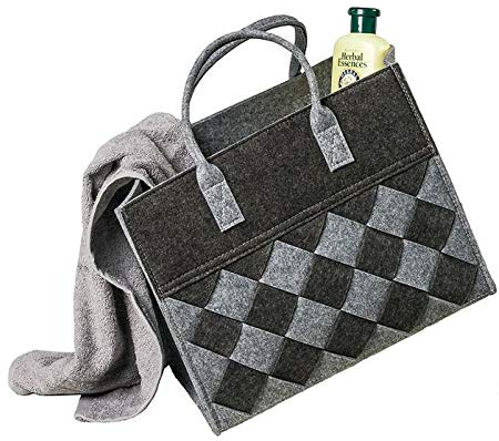 LA FIORE 24 Filztasche hochw. Einkaufstasche Filz Shopper Damen Handtasche Klein 30 x 22 x 27cm Grau