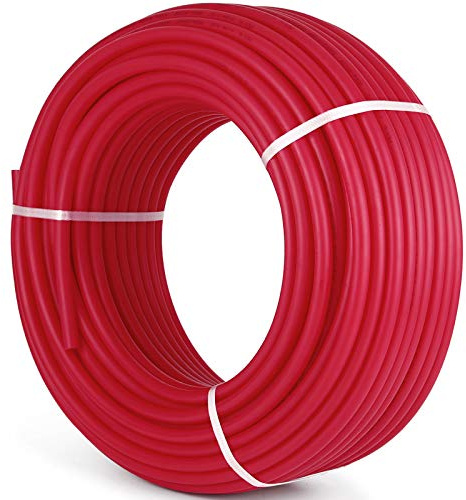 Happybuy PEX-B Pipe 1/2 Inch X 9 Feet, Oxygen Barrier Flexible Pipe Tubing,Red for Hydronic Radiant EVOH Floor Heating, Water Plumbing Applications with Cutter& Clamps