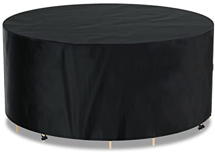 AWNIC Copertura Tavolo Esterno Impermeabile, Resistente ai Raggi UV Resistente allo Strappo Copertura per Mobili da Giardino, Telo Oxford Telo Copri Tavolo Esterno Ø190x71 cm