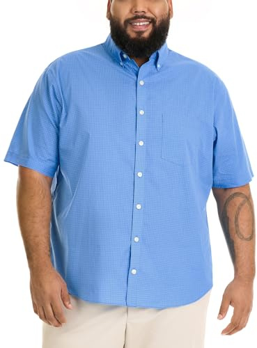 Van Heusen Big and Tall Herrskjorta, skrynkelfri, kortärmad rutig skjorta med knappar, L (tall)