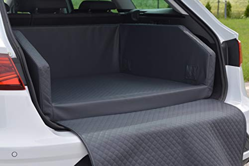 BETTEX comfort & style Autohundebett aus Kunstleder Autoschondecke Kofferraumbox Hundebett Hundebox (90x70 mit Anschnallsystem, braun)