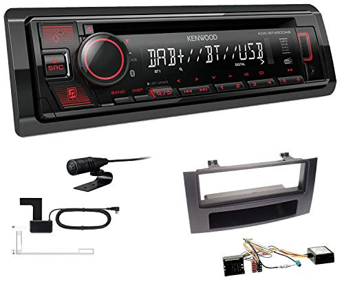 Kenwood KDC-BT450DAB 1-DIN DAB Autoradio Bluetooth CD USB AUX Einbauset passend für Volkswagen VW T5 Transporter bis 2015 schwarz rechtwinklig inkl Canbus