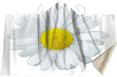 Kapuzendecke Decke Mit Kapuze Kuscheldecke Blanket Hoodie Weißes Gänseblümchen Auf Weiß, Zusammengesetzter Tuch Decke Mantel, Magische Hutdecke, Kinderdecke, Nickerchendecke, Hutdecke-150X200.