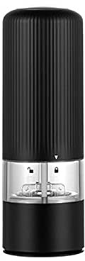 Macina Sale e Pepe Grinder elettrico for pepe di gravità o sale mulino con robustezza regolabile Mulino al pepe Automatico Grinder batteria alimentato macinapepe (Color : Black)