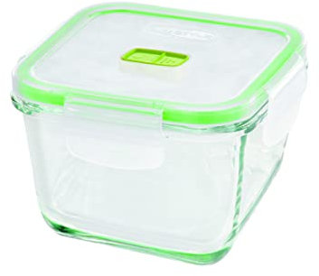GIO'STYLE Contenitore per Alimenti in Vetro - 0,8L Alto - Chiusura Ermetica - Quadrato - Made in Italy - Adatto a Frigorifero, Freezer, Microonde - Linea 2 in 1 Vetro