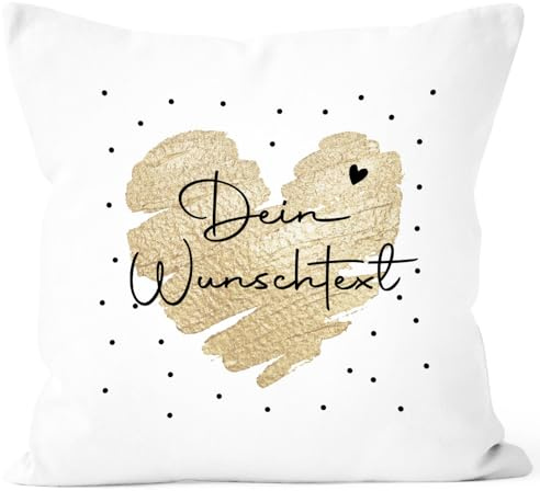 SpecialMe® Kissen-Bezug Herz Punkte Dein Wunschtext personalisierbar Kissen-Hülle personalisierte Geschenke Dekokissen Weiss 40cm x 40cm