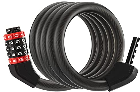 ROCKBROS Specialized Bike Lock Cable, 5 Digit Bike Lock Combination, 70 Inch Bike Wheel Lock, Master Lock Cable for Road Bike, MTB, Motorcycle, Stroller, Ladders, Gates (5.9ft)