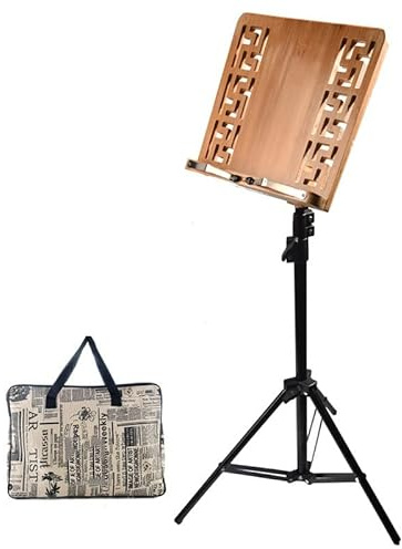 Notenständer Notenpult Hölzerner Notenständer für Violine/Schlagzeug – Geschenk für Gitarristen, Desktop/Stehender klappbarer Instrumenten-Bücher-Aufbewahrungshalter, Stativ, 70–160 cm verstellbar