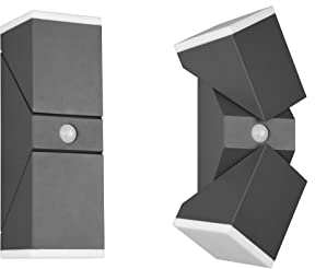 2-er Set LED Außenwandleuchten mit Bewegungsmelder, Anthrazit H: 28cm |