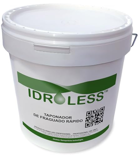 Idroless Mortero Tapafugas 20kg Fraguado Rápido Filtraciones y Humedades | Mortero obturador de vías de agua. Detiene filtraciones con fraguado inmediato. Muros, sótanos, depósitos y cimentaciones.