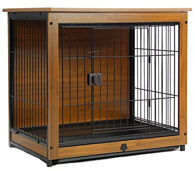 Katzenkäfig Indoor, Hundekäfig aus Holz/Haustierkäfig/Zwinger/Haustierzaun/Katzenkäfig/Kaninchenkäfig Holzrahmenkäfig mit Aufräumschale (Color : Walnutcolor-78x65x56CM)