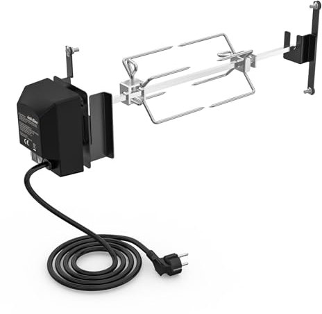 onlyfire BRK-6114 Edelstahl Grillspieß Set für Weber Smoker Holzkohlengrill 47cm, Rotisserie Drehspieß mit 2X Fleischklammer und Motor