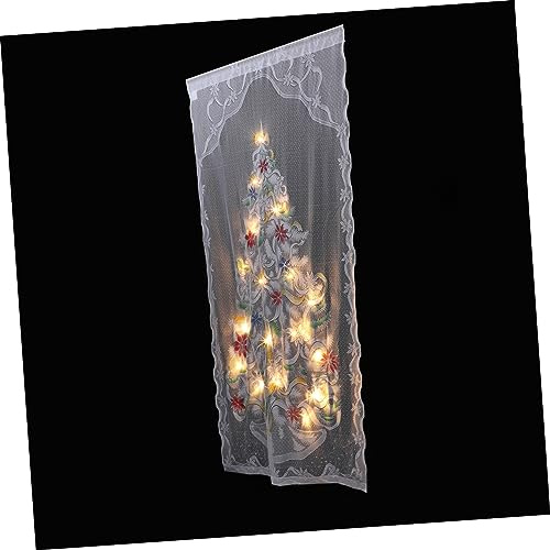 Garneck LED Weihnachtsvorhang Beleuchtet Halbverdunkelnd Fenster Tür Vorhang mit Farbig Aufgesprühten LEDs 102x213cm Weiß für Weihnachten Deko Zuhause Party