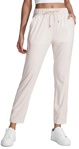 CRZ YOGA Dam 4-vägs Stretch Resor Casual 7/8 Fotledsbyxor 27,5 Träningsbyxor Lounge Outdoor Workout Athletic Pockets Byxor Mjölkvit XL