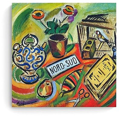 OqcEha Joan Miro Kunstdruck auf Leinwand, abstraktes Paiting Nord-Sud (60 x 60 cm)
