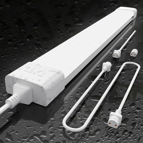 Amdelne Feuchtraumleuchte LED 120cm, 36W 4000LM LED Neonröhre, Neutralweiß 4000K Feuchtraumlampe, IP65 Wasserfest Wannenleuchte, Werkstattlampe, Kellerleuchte, Deckenleuchte für Büro Lager Garage