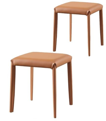 PIPOEI 2er Set Esszimmerhocker, Stapelhocker, Küchenhocker, Gepolsterter Schminkhocker Schwammge mit Metallbeinen, Schminkstuhl Hocker 150kg Belastbar 02,2 pcs