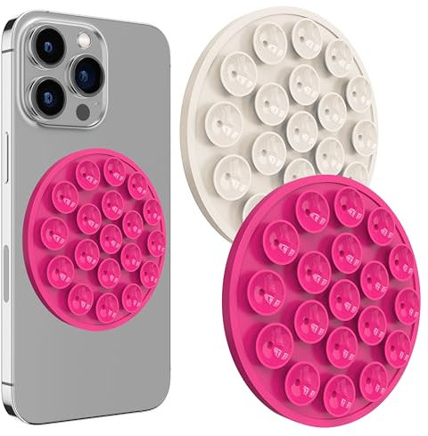 GwaOery Magnetic Suction Cup Phone Mount, 2PCS Silicone Magnetic Phone Holder Stand Multipurpose Suction Cup Phone Mount for Wall Car Mirror Shower Holder Suitable for Videos and Selfies