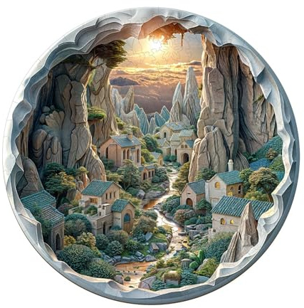 Blumuze Wooden Jigsaw Puzzle - 3D Vision Inside The Cave for Adults and Kids, Unique Shaped Animal Wood Puzzle With Gift Box, 300 Pieces - L-34 * 34cm