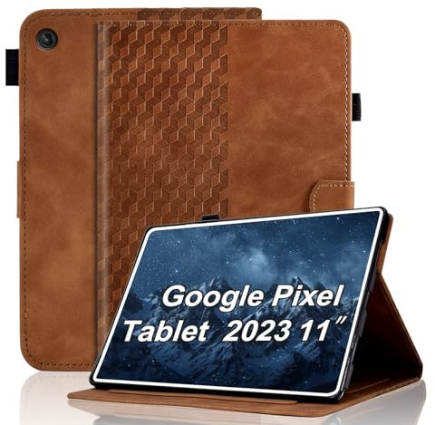 Vkooer Hülle für mit Google Pixel Tablet Schutzhülle 2023, Premium Ledertasche Folio Smart Case mit Ständer Stifthalter Kartensteckplatz für Google Pixel Tablet 11 2023 Release, Braun