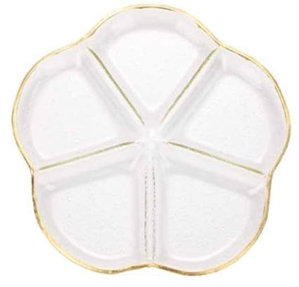Snowflyk Platos divididos Plato Llano compartimentado Plato de Aperitivos para el hogar Platos Llanos divididos (Transparente 25 cm)
