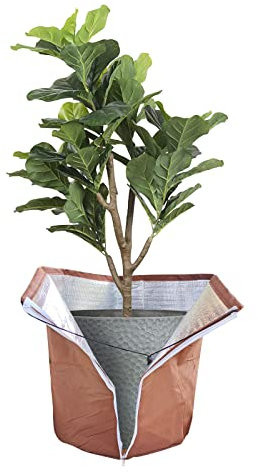 Thermo Topfschutz für Pflanzen - 40 x 40 cm, Winterschutz mit Reißverschluss und Kordelzug, Halten Wurzeln Warm