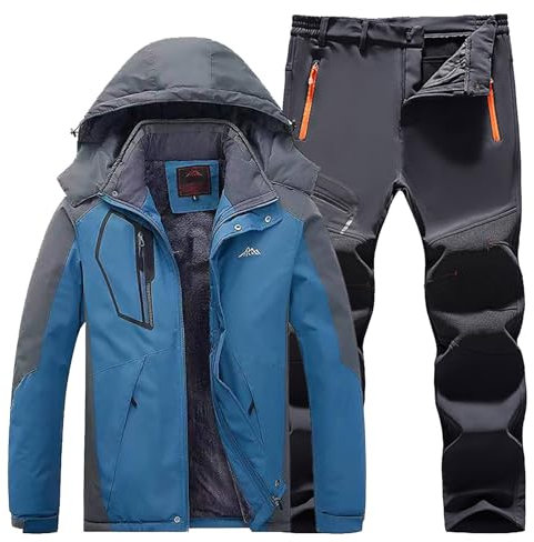 IQYU Skianzug Damen Große Größen | Schneeanzug Damen 2 Teilig Skianzug Winter Warme Snowboardjacke Wasserdichte Skihose Thermo Skianzug Mit Reißverschluss Skibekleidung Outdoor Sport Ski Set