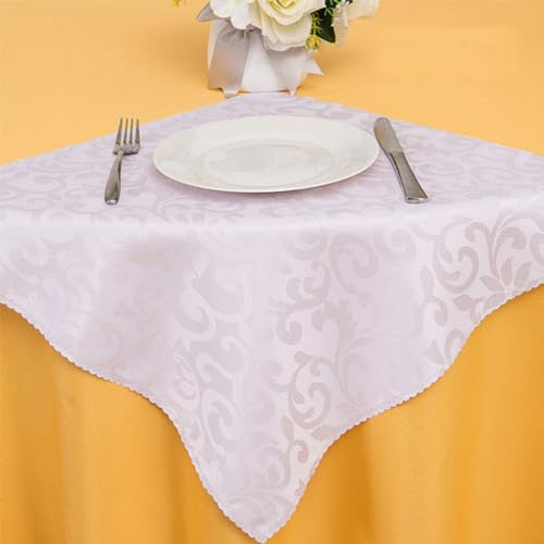12 tovaglioli in tessuto jacquard, 48 x 48 cm, tovaglioli damascati, morbidi e lavabili, tovaglioli in tessuto riutilizzabili, per cene di famiglia, matrimoni, feste, ristoranti, Natale, bianco