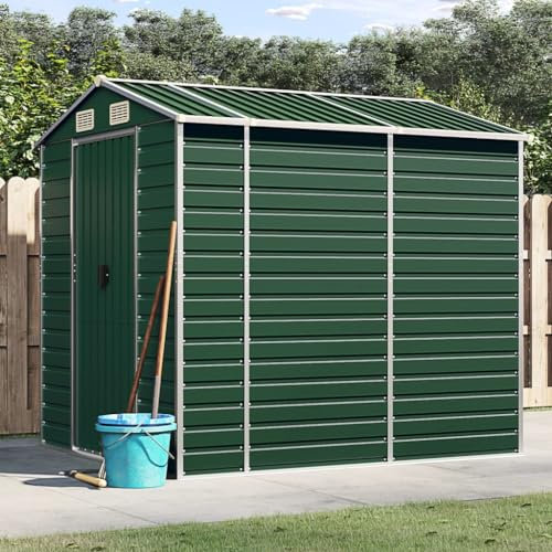 ShGaxin Gerätehaus Grün 191x215x198 cm Verzinkter Stahl, Gartenhaus, Gerätehaus, Fahrradgarage, Gartenhütte, Geräte Schuppen, Gartengerätehaus