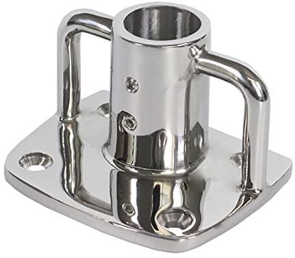 Square Seat Flagpole Seat Stainless Steel 316 Polished Thickened Vertical Installation 1 Inch Square Base Flagpole Seat Marine Accessories