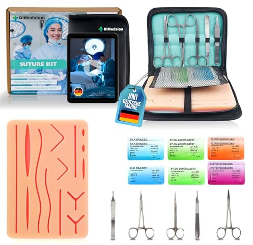 Chirurgisches Nahtset mit realistischem Pad, Suture Practice Kit für das Üben von Nahttechniken, Nahtset Training, Chirurgische Instrumente, Nahtset Übung, Nadelhalter chirurgisch