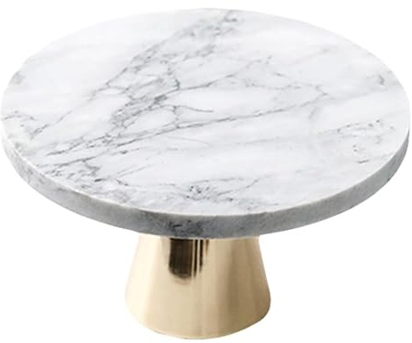 Cabilock Marble Cake Stand Round Cake Display Tray 7.87 X 7.87 X 4.33 in Cupcake Display Stand for Weddings Parties Bakeries Restaurants Baby Showers and Home