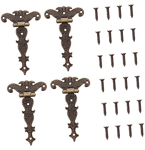Vaguelly 4pcs Retro Zinc Alloy Hinges Home Hinges for Cabinets Easy to Install Smooth Finish Antique Style for Doors and Furniture