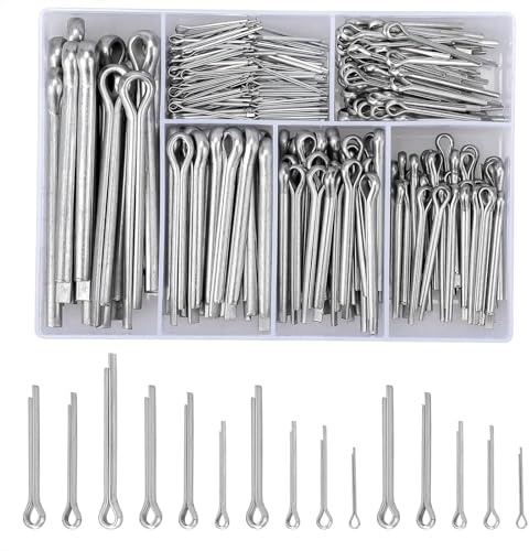 Splint Assortment Set, 260 Pieces, M1-M5 Stainless Steel Locking Cotter Pins, Sorting Box with 6 Sizes