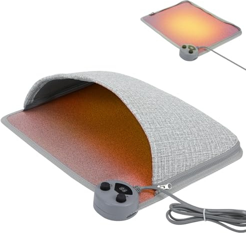 Bestcool Tappetino riscaldato per piedi, 220 V, con 5 livelli di temperatura e 7 impostazioni del timer, per casa, ufficio (43 x 33 cm)