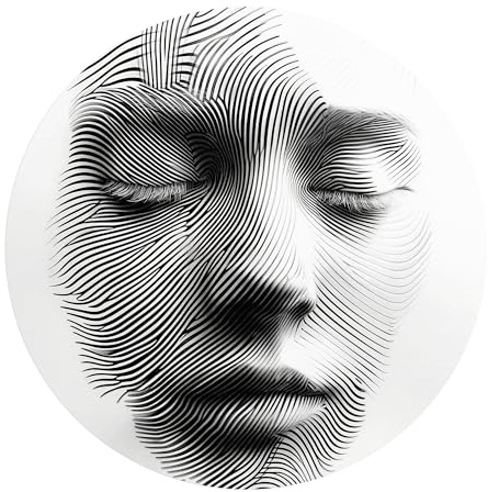 DEQORI Carta da parati rotonda autoadesiva Ø 80 cm | motivo contorni dei pensieri | tela tessile – staccabile, decorativa e indeformabile – per soggiorno, ufficio, corridoio o cameretta dei bambini