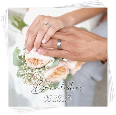 50 Stück Personalisierte Servietten Hochzeit,mit Foto, Logo, Text - Individuell Servietten Geburtstag 11.5X11.5 CM für Verlobungsparty, Brautpartys, Weihnachten, Taufe, Cocktail