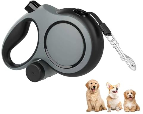 AFIODA Einziehbare Hundeleine, 8 m, für mittelgroße und große Hunde bis zu 50 kg, robuste ausziehbare Hundeleine mit Einhandbremse, 360° verwicklungsfreies Design, rutschfester Griff & Kotbeutelhalter