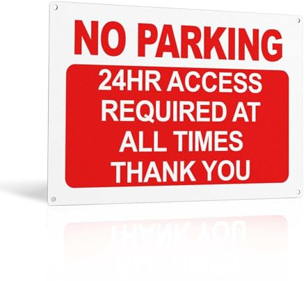 Printara No Parking 24HR Access Required Sign Outdoor - Self-Adhesive 30x20cm Durable PVC, with 4 Pre-Drilled Holes, Weatherproof Outdoor Warning for Private Driveway, Garage & Business Entrance