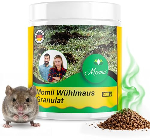 Momii Wühlmaus Granulat 300 g – Effektive Wühlmaus Abwehr mit Sofort- & Langzeitwirkung – Giftfreie Alternative zum Wühlmausgift – Abwehrmittel gegen Wühlmäuse aus deutscher Herstellung (1er Pack-)