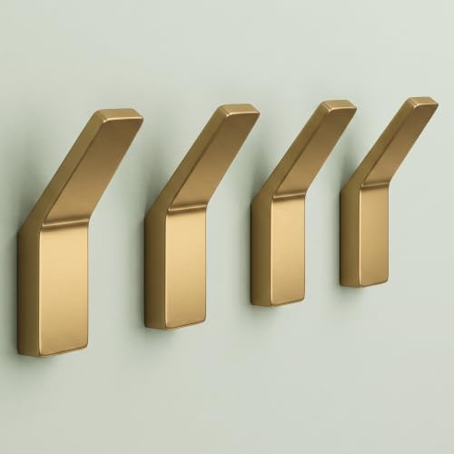 Mai & Mai Kleiderhaken Garderobenhaken 4 Stück in Gebürstet gold | Wandhaken zum Bohren oder Kleben, Klebehaken extra stark für Bad, Schlafzimmer, Kleiderschrank und Flur Stalo-13