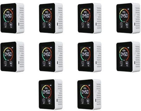 Aundhegrtt 10X Medidor de Temperatura y Humedad, Monitor de Calidad del Aire, Detector de CO2, Detector Digital de DióXido de Carbono de Contaminación del Aire A